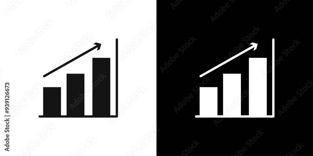 Statistic Up icon Flat vector set outline Statistic Up icon Flat vector set outline