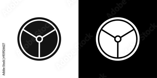 Steering wheel icon Flat vector set outline