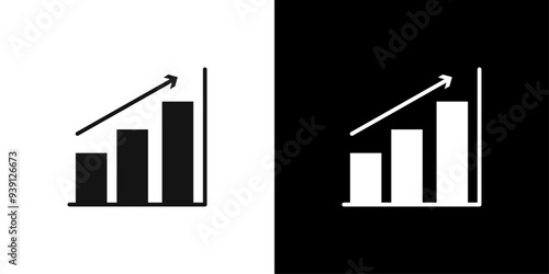 Statistic Up icon Flat vector set outline