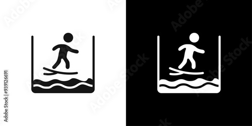 surfing icon Flat vector set outline