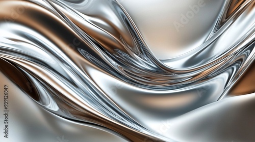 Shiny, intertwined waves of silver and brown. Premium wallpapers, posters and banners with a modern look. Generative ai