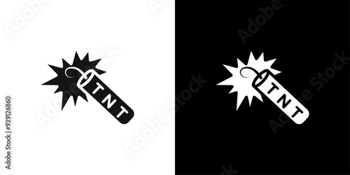 TNT dynamite icon Flat vector set outline