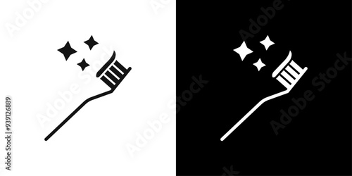 tooth brush icon Flat vector set outline