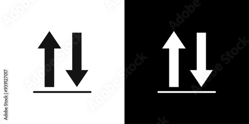 Up and down arrows icon Flat vector set outline