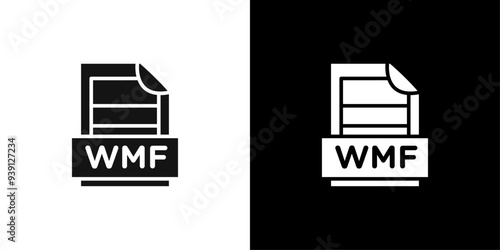 WMF File Document Icon Flat vector set outline