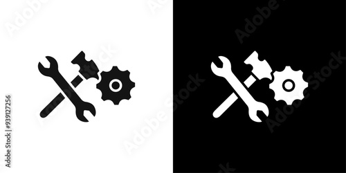 Wrench icon Flat vector set outline