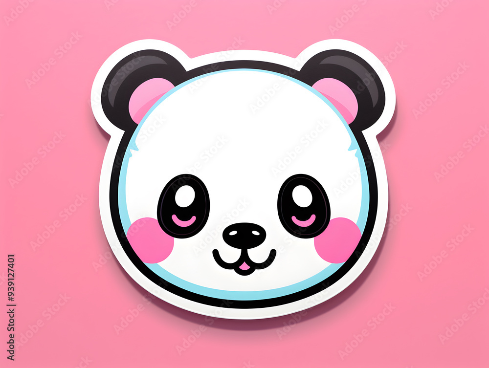 Panda head kawaii stickers with vibrant color Panda head kawaii stickers with vibrant color