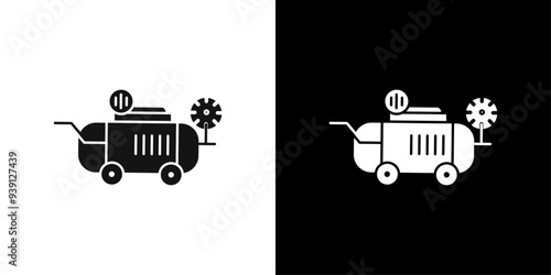 Air compressor pump icon Flat vector set outline
