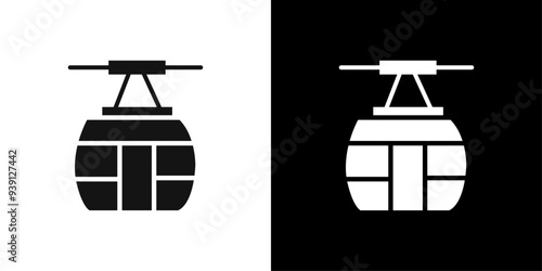aerial tramway icon Flat vector set outline