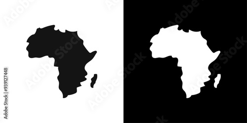 africa map icon Flat vector set outline