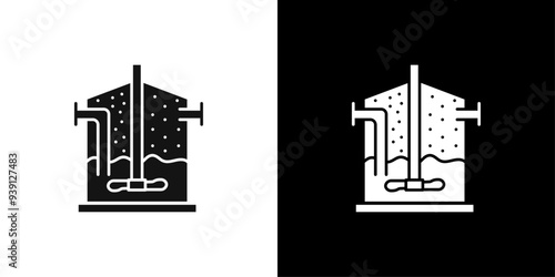 anaerobic digestion biomass icon Flat vector set outline
