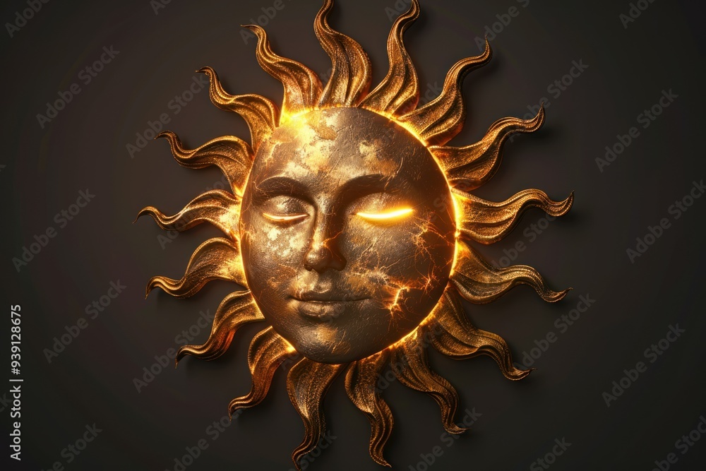 A sun with a human face Isolated on a black background. A sun with a human face Isolated on a black background.