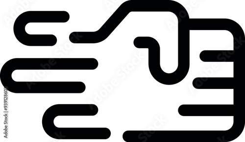 Simple vector icon of a hand about to grab something moving fast