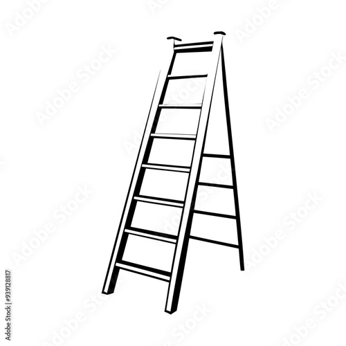 Silhouette outline and lineart style success concept step staircase ladder icon and vector illustration