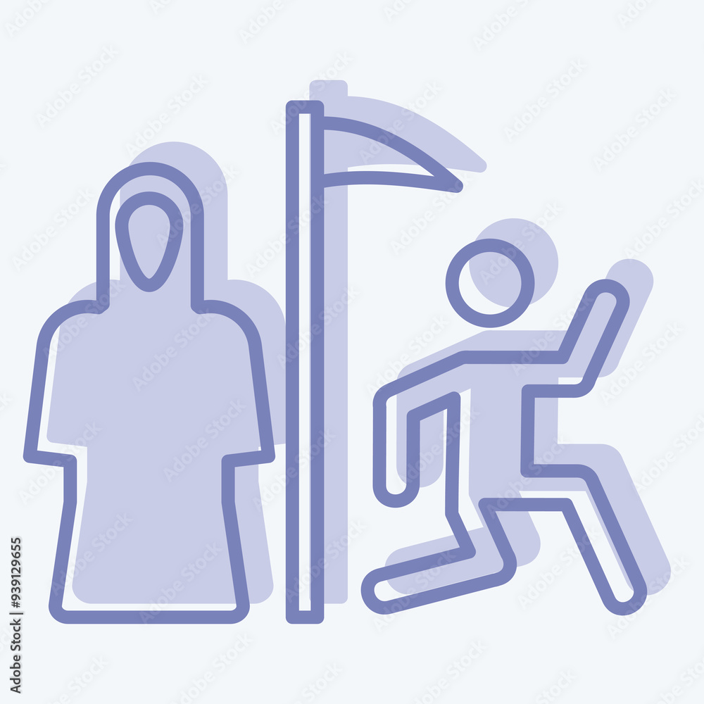 Icon Grim Reaper. related to Seath symbol. two tone style. simple illustration Icon Grim Reaper. related to Seath symbol. two tone style. simple illustration
