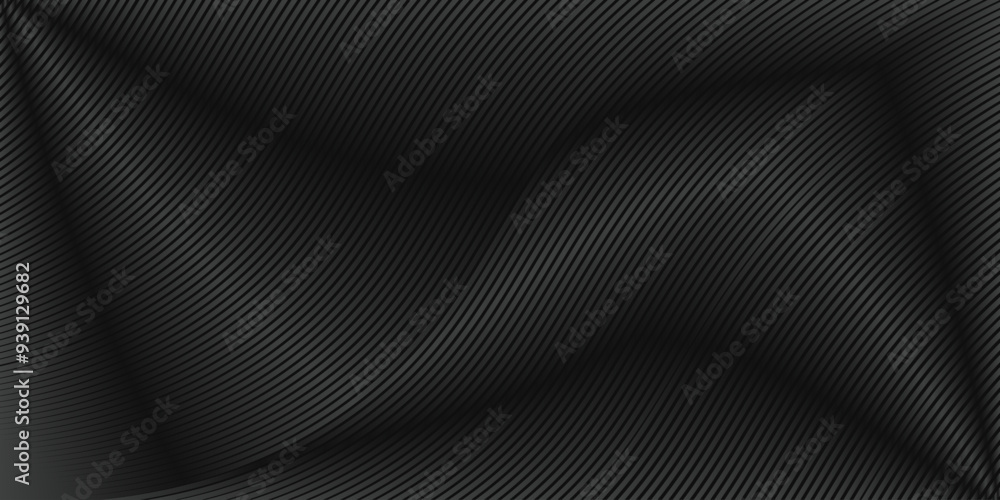 © Asim - 3D modern wave curve background design with diagonal dark black line pattern. Vector horizontal template for digital business banner, contemporary formal invitation, luxury voucher, gift certificate © Asim - 3D modern wave curve background design with diagonal dark black line pattern. Vector horizontal template for digital business banner, contemporary formal invitation, luxury voucher, gift certificate