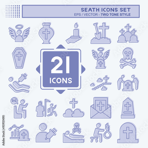 Icon Set Seath. related to Death symbol. two tone style. simple illustration
