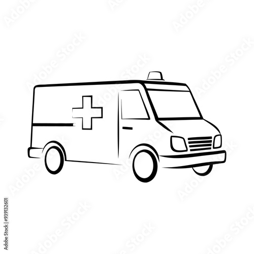 Silhouette speed rescue transporation ambulance icon and vector illustration isolate on a white