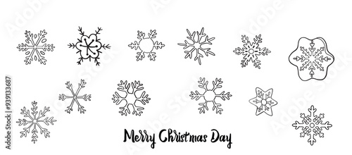 Christmas line drawing cute cartoon elements hand drawn