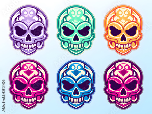 Skull and Celtic Knot kawaii stickers with vibrant color