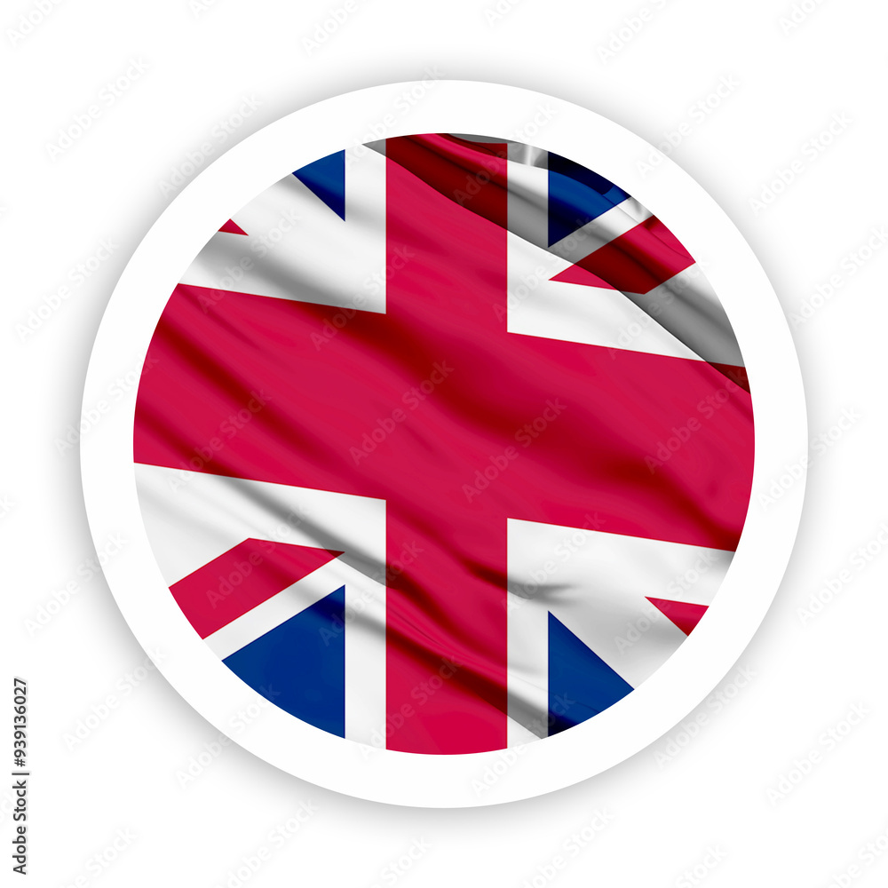 Obraz premium United Kingdom Waving Flag with White Rounded Circle Frame 