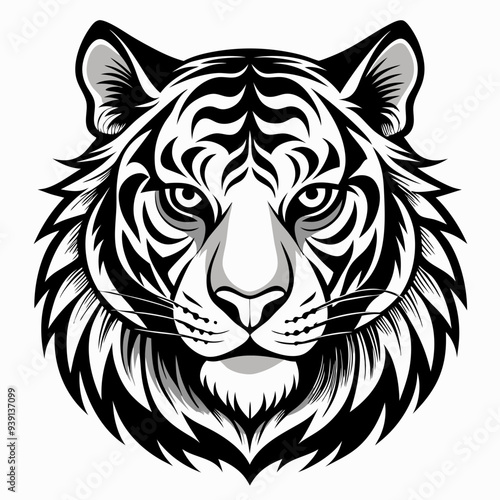 tiger head silhouette vector illustration mascot logo