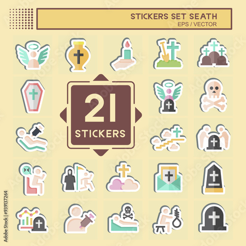 Sticker Set Seath. related to Death symbol. simple illustration