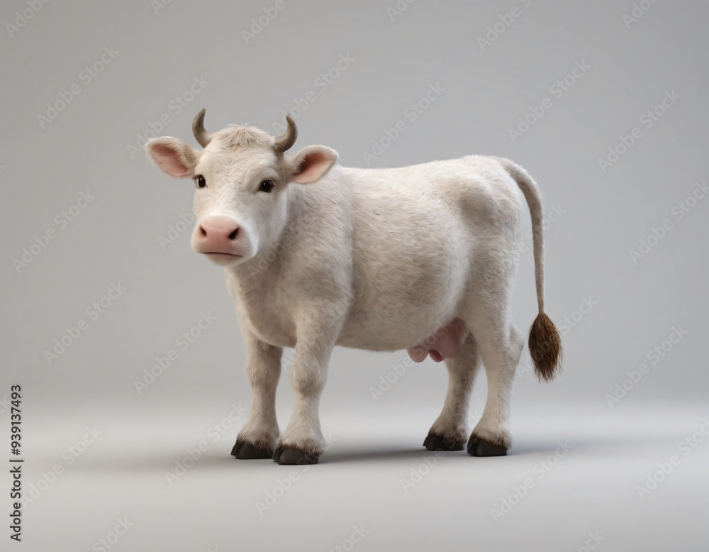 Fototapeta premium High resolution cow 3d character image, cartoon 3d cow illustration image.