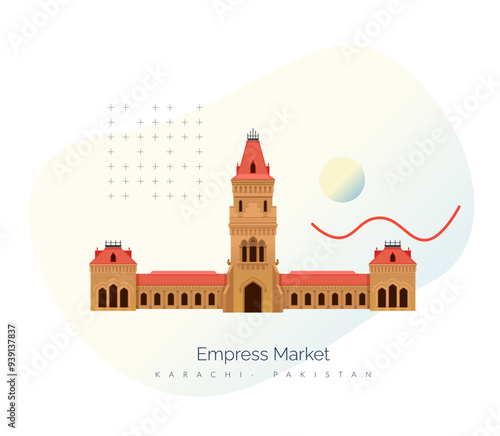 Empress Market - Saddar Town of Karachi, Pakistan - Stock Illustration photo