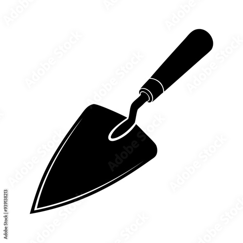 Silhouette digging gardening trowel icon and vector illustration