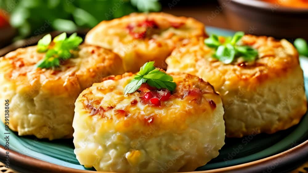 Deliciously baked cheesy bread bites ready to be savored Deliciously baked cheesy bread bites ready to be savored