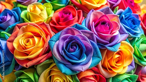 A vibrant rainbow fabric rose bouquet with colorful roses in a stunning floral arrangement