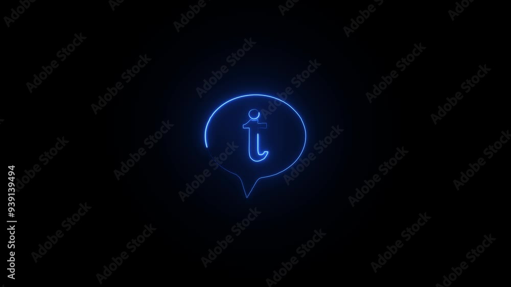 Neon light Information icon animation isolated on black background Neon light Information icon animation isolated on black background