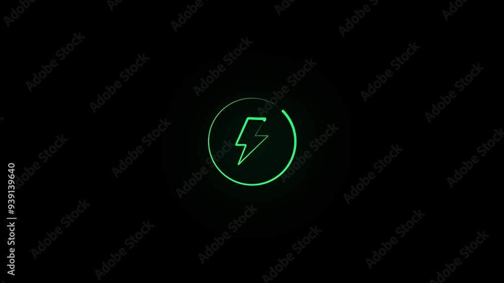 Neon lightning icon animation, fast colorful flicker. Glowing neon thunderbolt sign, looped fast winking animation Neon lightning icon animation, fast colorful flicker. Glowing neon thunderbolt sign, looped fast winking animation