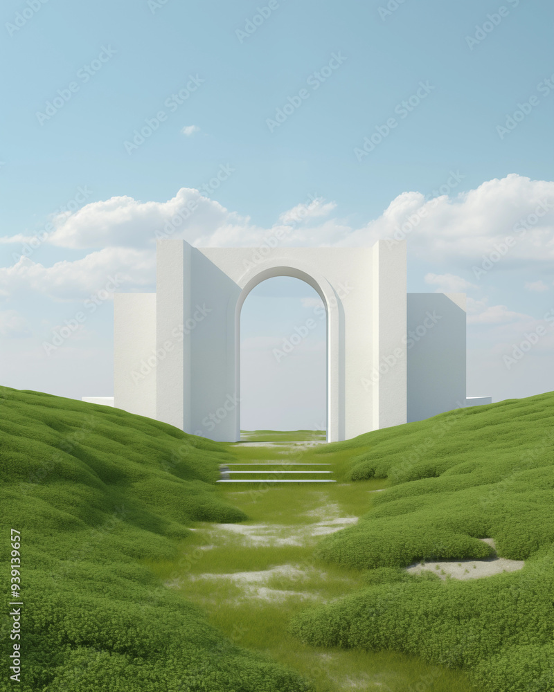 green grass field and white arched architectural buildings in the daytime green grass field and white arched architectural buildings in the daytime