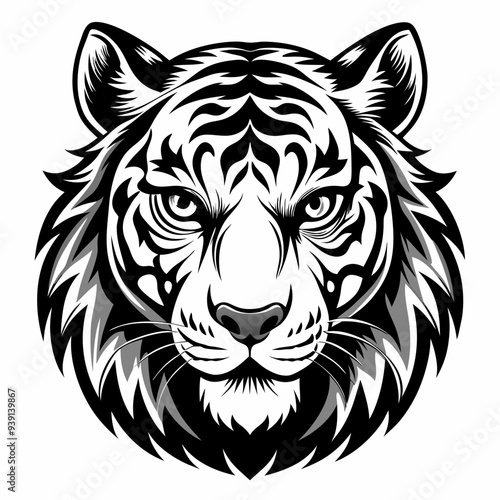 tiger head silhouette vector illustration mascot logo