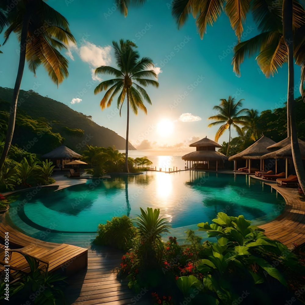 Fototapeta premium pool at sunset