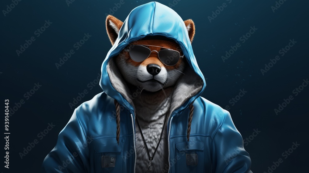 Fox in human trendy fashionable clothes. Neural network ai generated art Fox in human trendy fashionable clothes. Neural network ai generated art