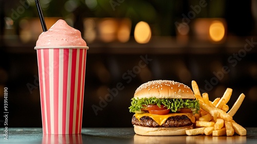 Quick service fast food meal burgers milkshakes vibrant ambiance casual eatery
