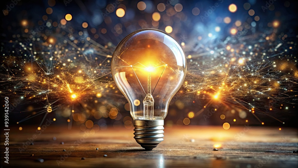 Illuminated idea concept with a bright glowing lightbulb surrounded by subtle sparks and soft focus blur, symbolizing innovation and inspiration. Illuminated idea concept with a bright glowing lightbulb surrounded by subtle sparks and soft focus blur, symbolizing innovation and inspiration.
