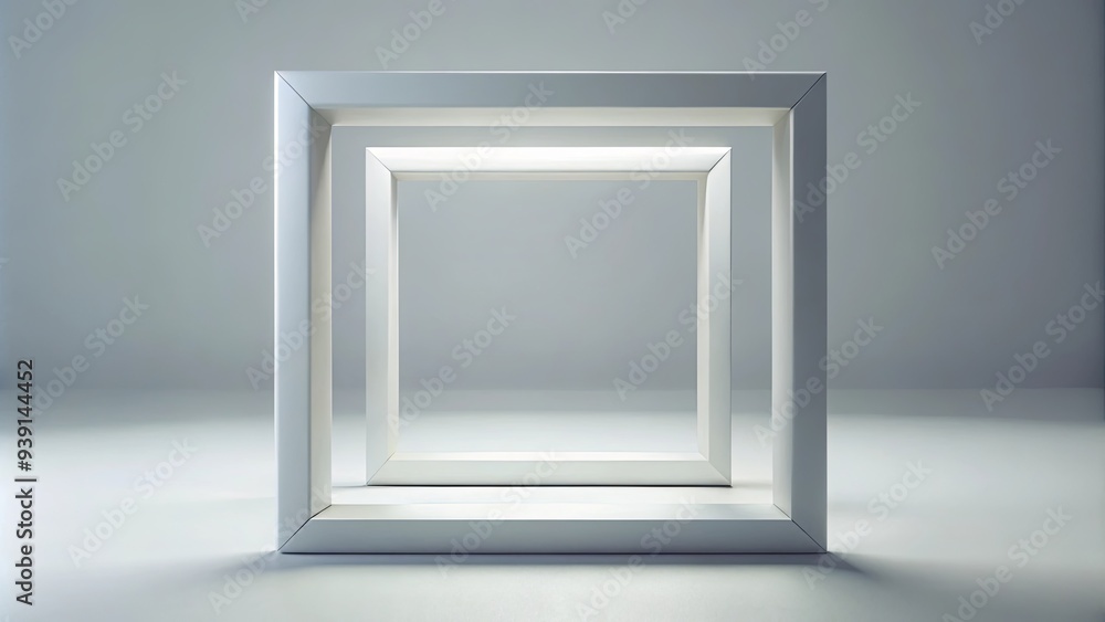 Abstract geometric square shape in three dimensional space with clean lines and perfect symmetry Abstract geometric square shape in three dimensional space with clean lines and perfect symmetry