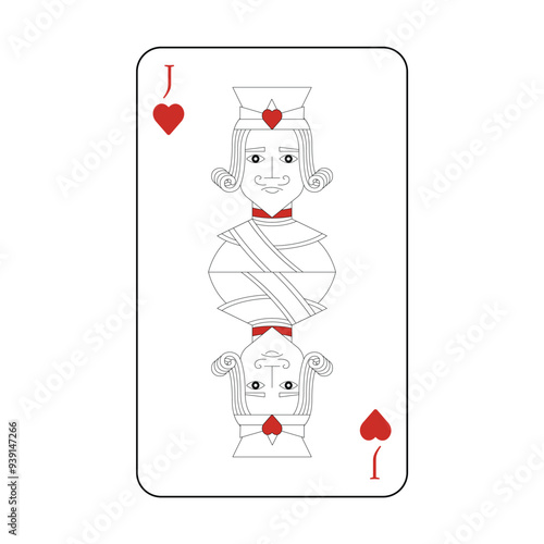 The playing card is the red jack of hearts.