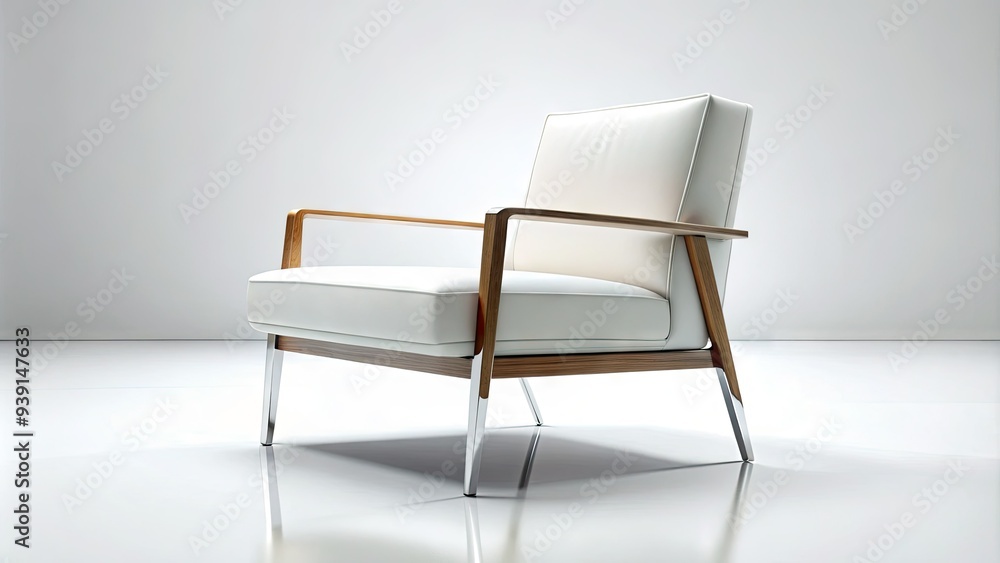 Isolated modern chair with clean lines and minimalist design placed center-frame on a bright, crisp white background, emphasizing its sleek, sophisticated silhouette. Isolated modern chair with clean lines and minimalist design placed center-frame on a bright, crisp white background, emphasizing its sleek, sophisticated silhouette.