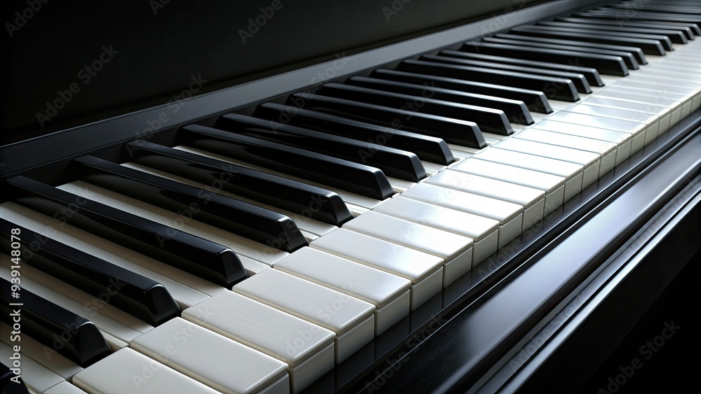 Isolated white piano keys on a black background, perfectly spaced and polished, inviting fingers to create beautiful music and harmony. Isolated white piano keys on a black background, perfectly spaced and polished, inviting fingers to create beautiful music and harmony.