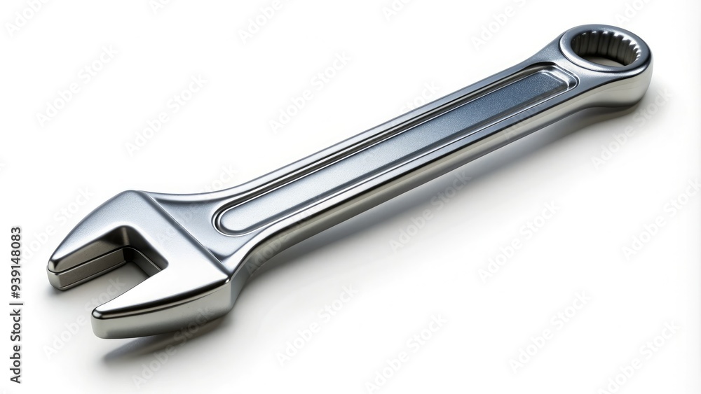 Isolated wrench on a clean white background, with shadows subtly emphasizing its curves and contours, conveying a sense of precision and technical expertise. Isolated wrench on a clean white background, with shadows subtly emphasizing its curves and contours, conveying a sense of precision and technical expertise.