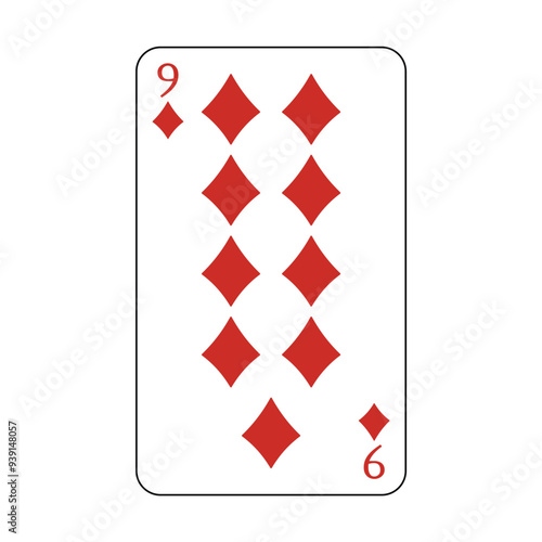 The playing card is the red diamond number nine.