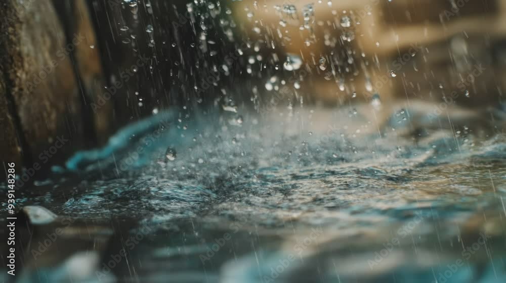 raindrops falling into the river . seamless looping time-lapse virtual video Animation Background. raindrops falling into the river . seamless looping time-lapse virtual video Animation Background.