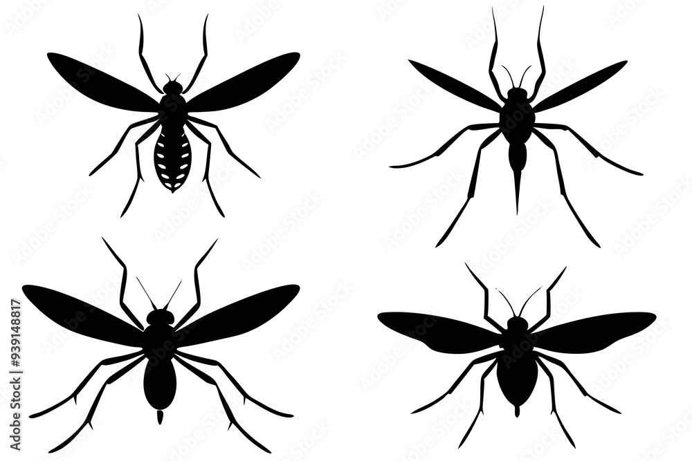 set of mosquito silhouette vector illustration set of mosquito silhouette vector illustration