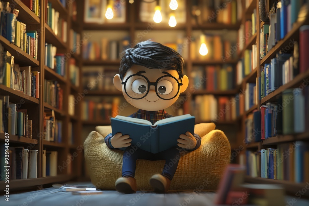 A teacher cartoon character in a library with a cozy reading nook Hyper realistic. Shot with canon 5d Mark III --ar 3:2 --style raw --v 6.1 Job ID: a0219c80-7812-4634-924d-b63cd3db7018 A teacher cartoon character in a library with a cozy reading nook Hyper realistic. Shot with canon 5d Mark III --ar 3:2 --style raw --v 6.1 Job ID: a0219c80-7812-4634-924d-b63cd3db7018