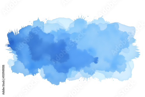 blue paint brush strokes in watercolor isolated against transparent